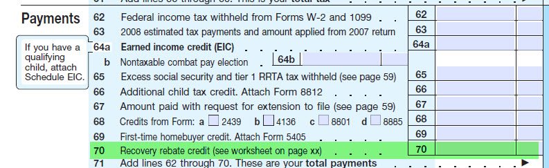 Recovery Rebate Credit Worksheet | Tax Guru - Ker$tetter Letter